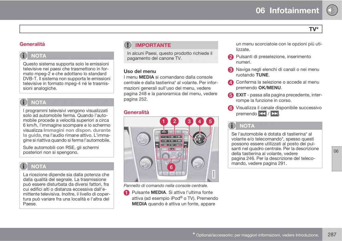 Volvo V70 III 3 manuale del proprietario / page 289