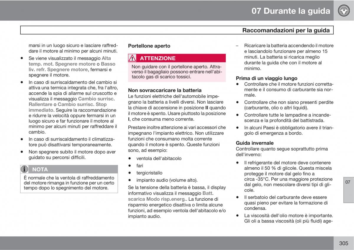 Volvo V70 III 3 manuale del proprietario / page 307