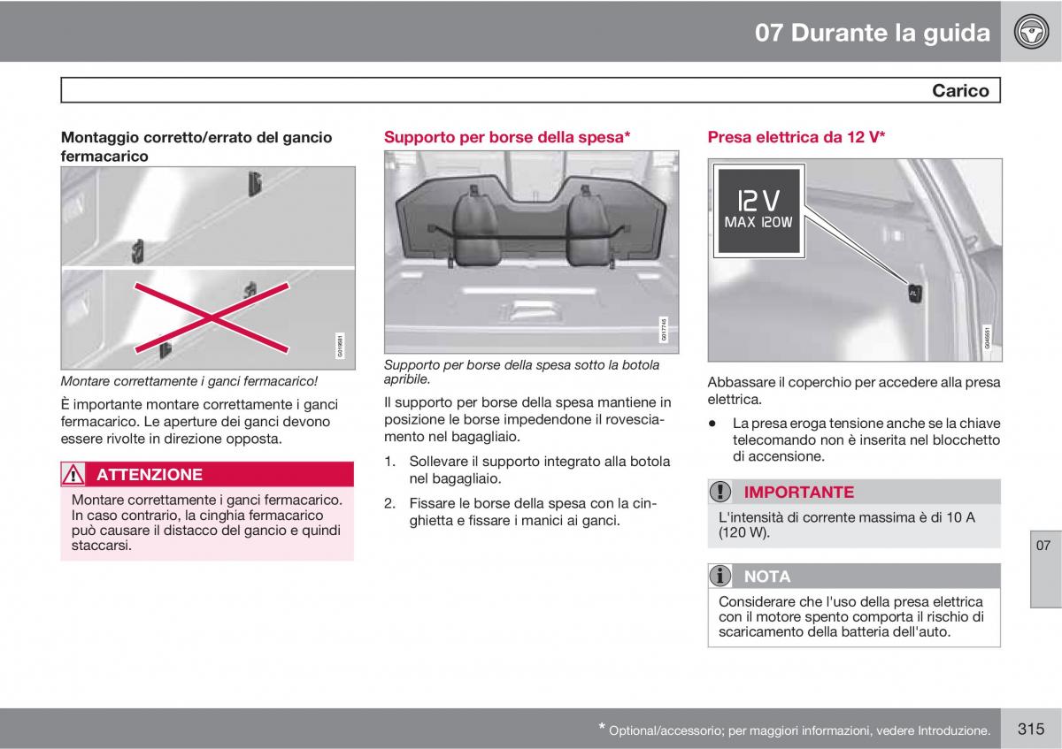 Volvo V70 III 3 manuale del proprietario / page 317