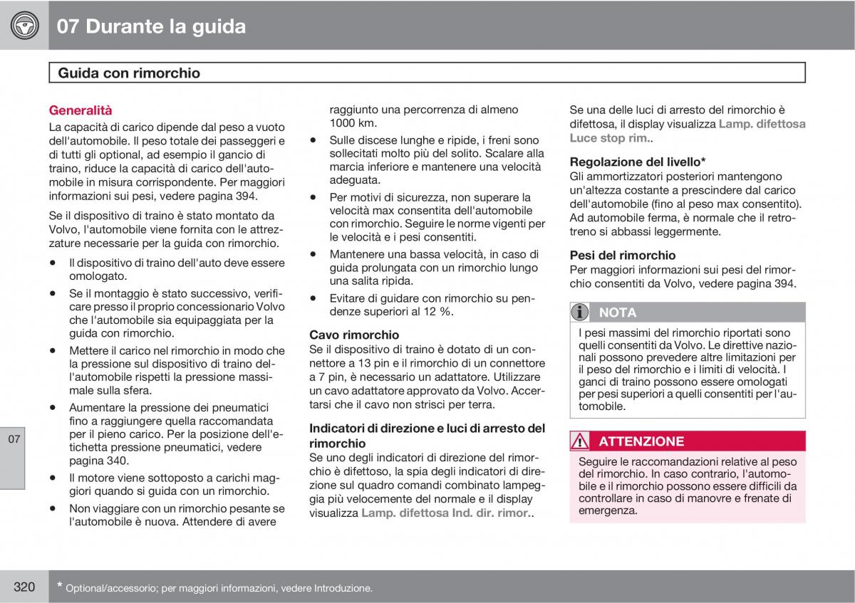 Volvo V70 III 3 manuale del proprietario / page 322