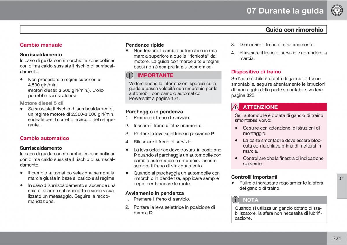 Volvo V70 III 3 manuale del proprietario / page 323