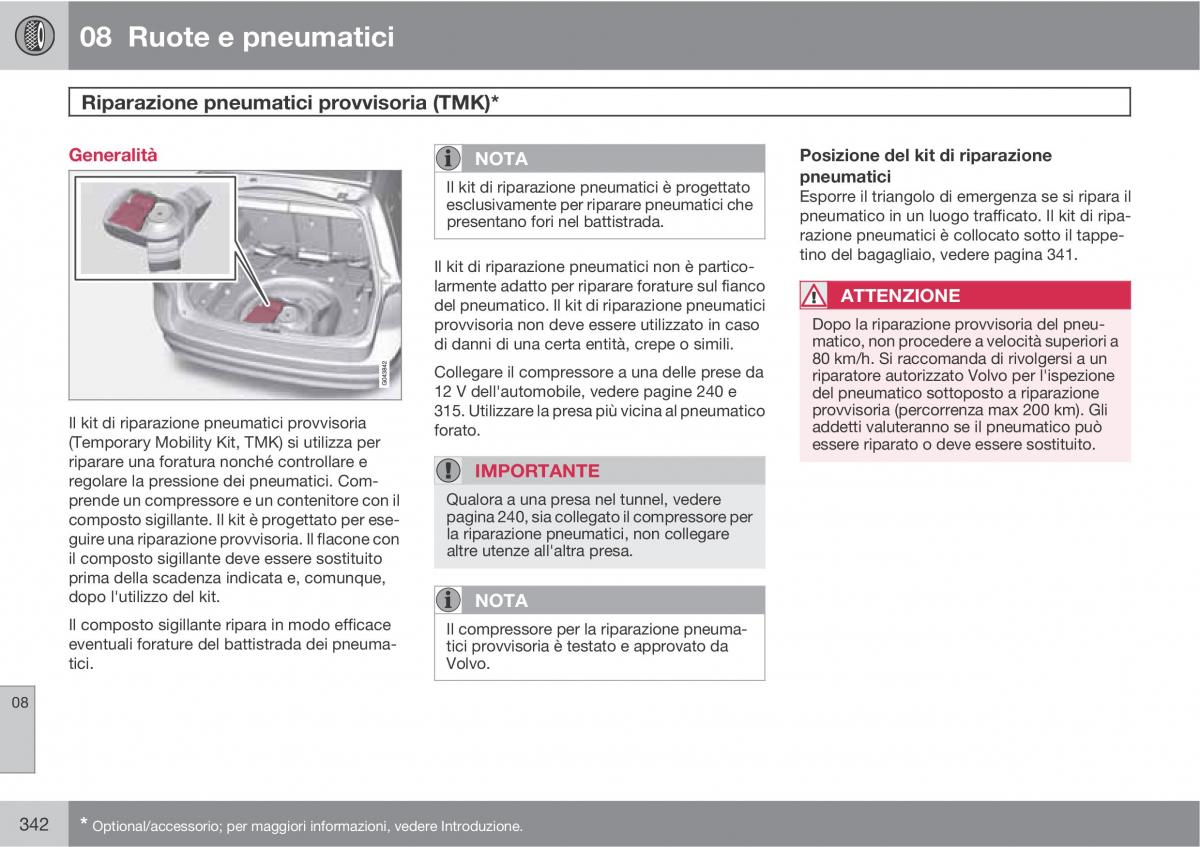 Volvo V70 III 3 manuale del proprietario / page 344