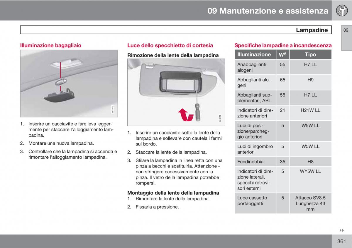 Volvo V70 III 3 manuale del proprietario / page 363