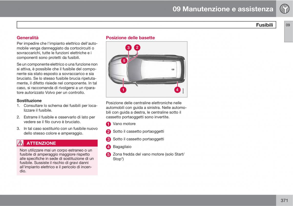 Volvo V70 III 3 manuale del proprietario / page 373