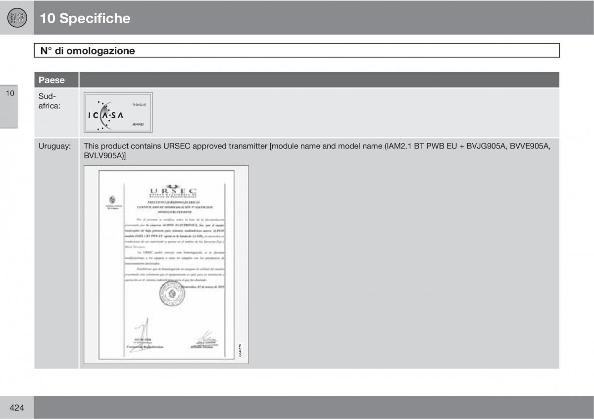 Volvo V70 III 3 manuale del proprietario / page 426