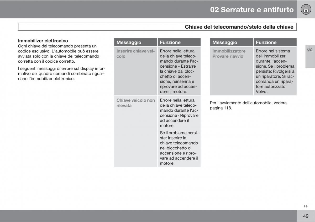 Volvo V70 III 3 manuale del proprietario / page 51