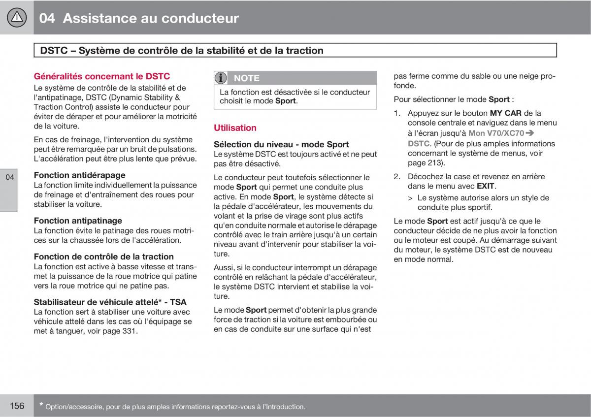 Volvo V70 III 3 manuel du proprietaire / page 158