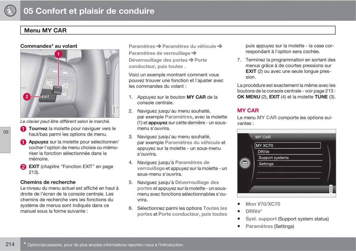 Volvo V70 III 3 manuel du proprietaire / page 216