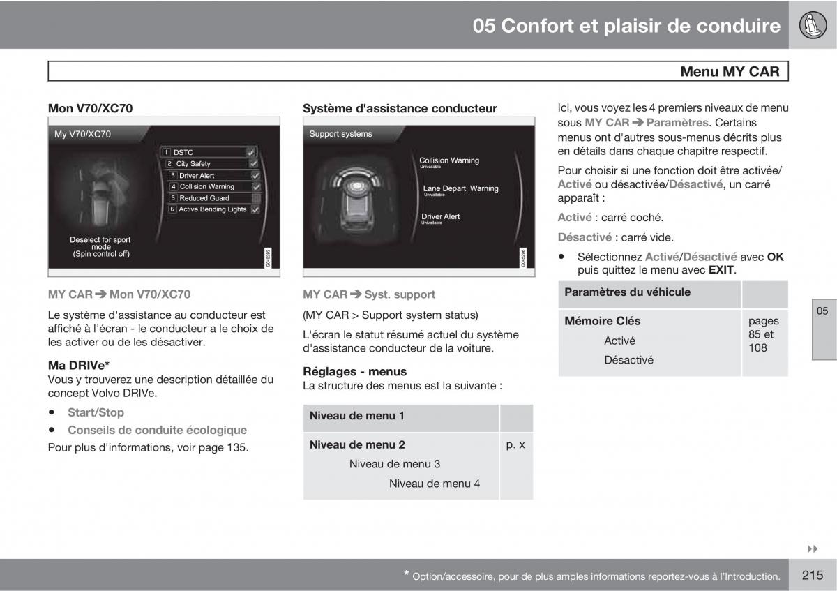 Volvo V70 III 3 manuel du proprietaire / page 217