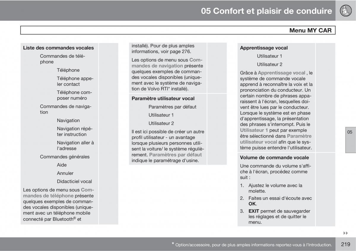 Volvo V70 III 3 manuel du proprietaire / page 221