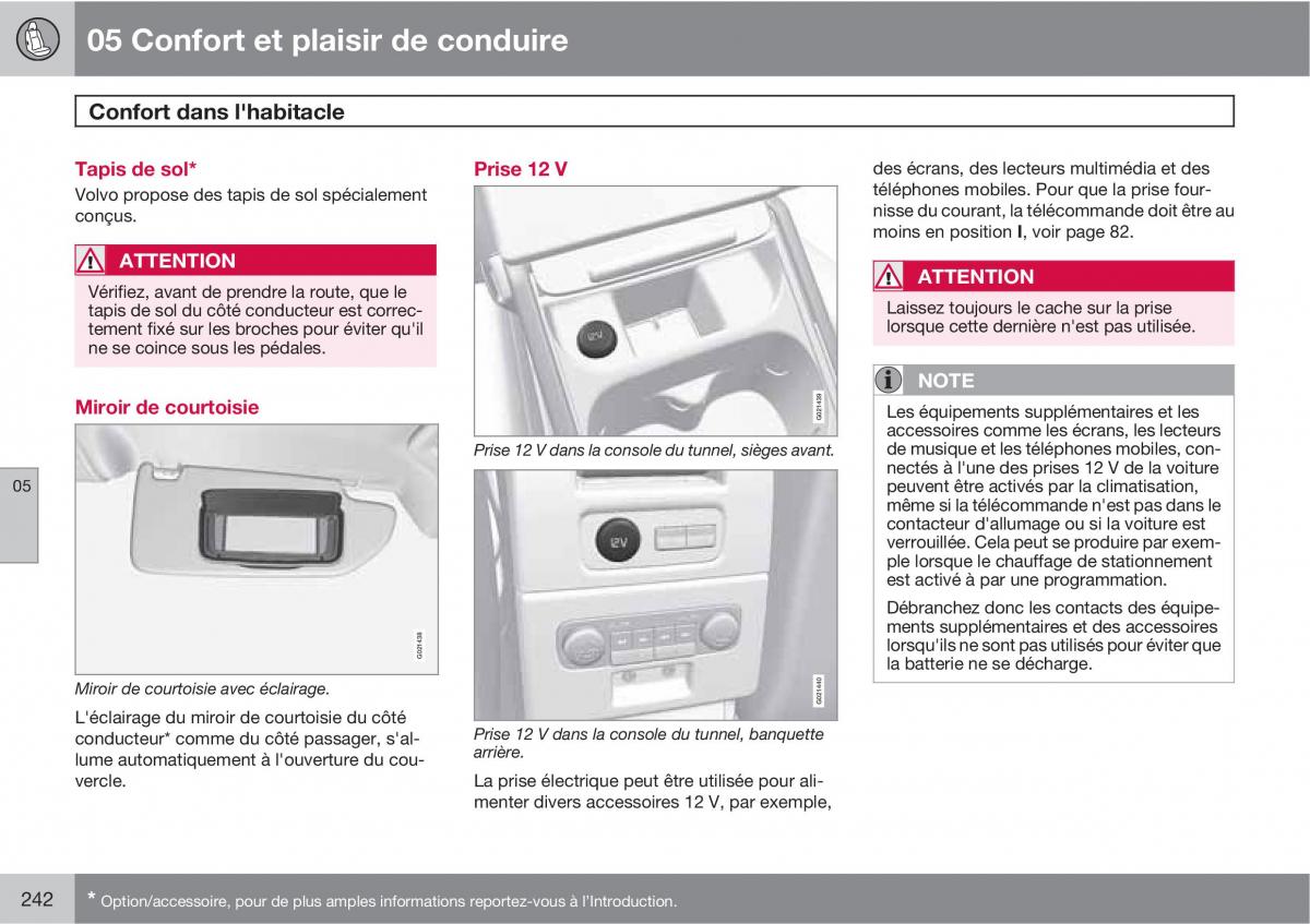 Volvo V70 III 3 manuel du proprietaire / page 244