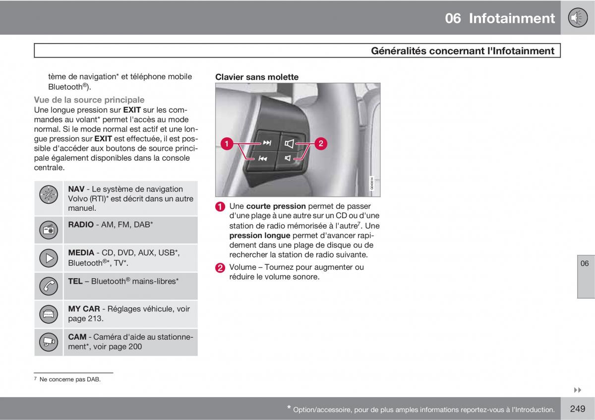 Volvo V70 III 3 manuel du proprietaire / page 251