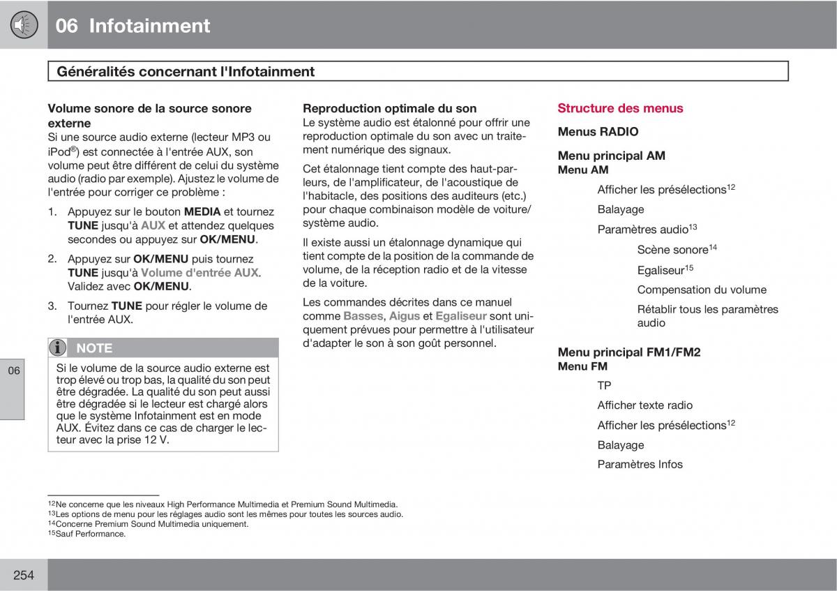 Volvo V70 III 3 manuel du proprietaire / page 256