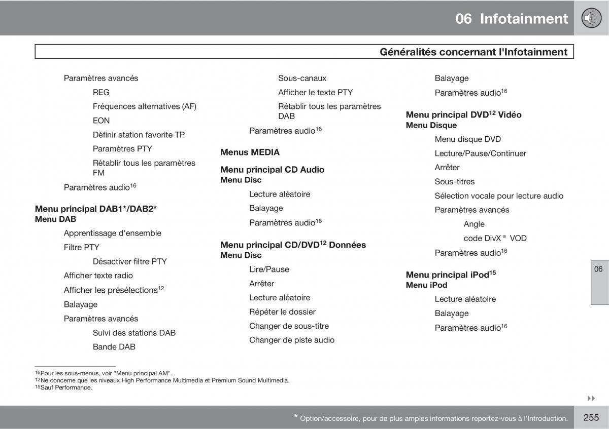 Volvo V70 III 3 manuel du proprietaire / page 257