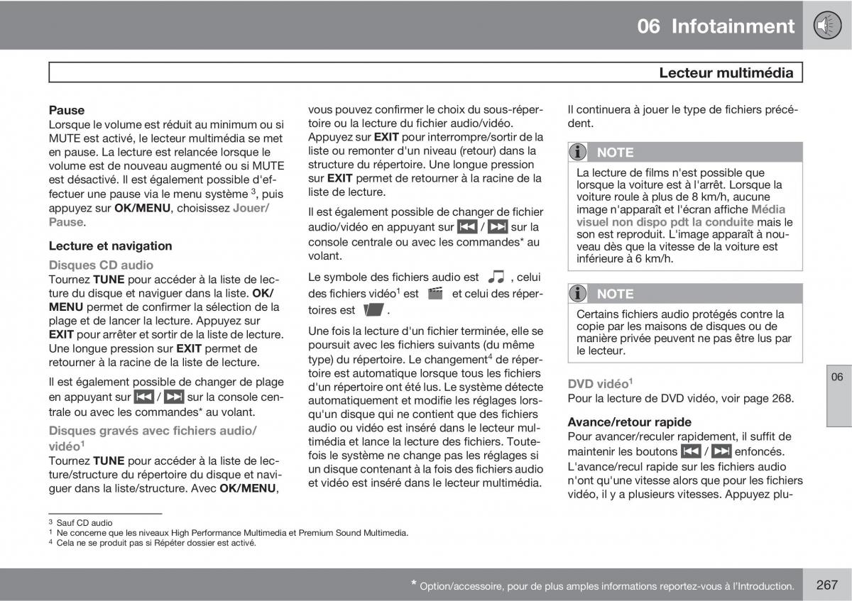 Volvo V70 III 3 manuel du proprietaire / page 269