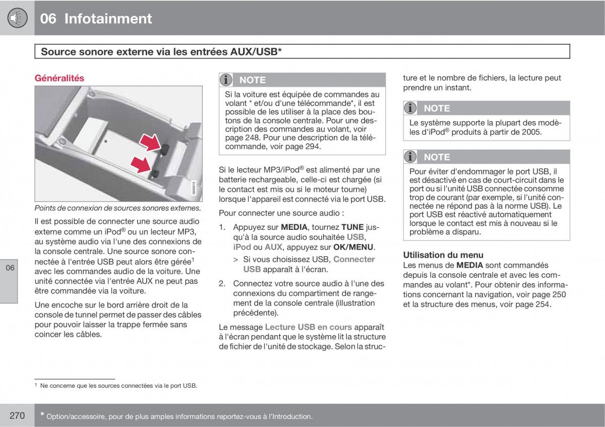 Volvo V70 III 3 manuel du proprietaire / page 272