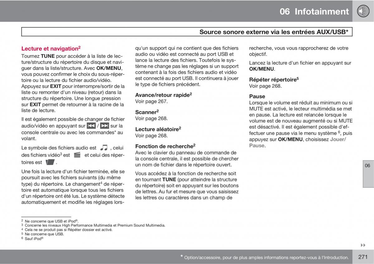 Volvo V70 III 3 manuel du proprietaire / page 273