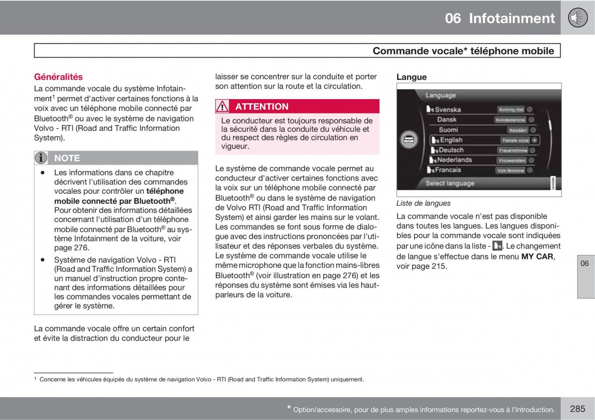 Volvo V70 III 3 manuel du proprietaire / page 287