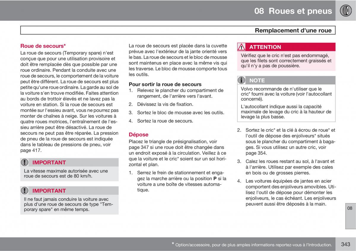 Volvo V70 III 3 manuel du proprietaire / page 345