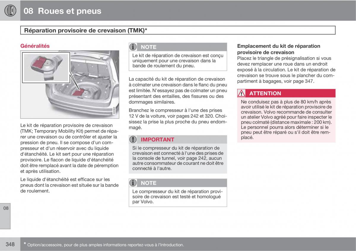 Volvo V70 III 3 manuel du proprietaire / page 350