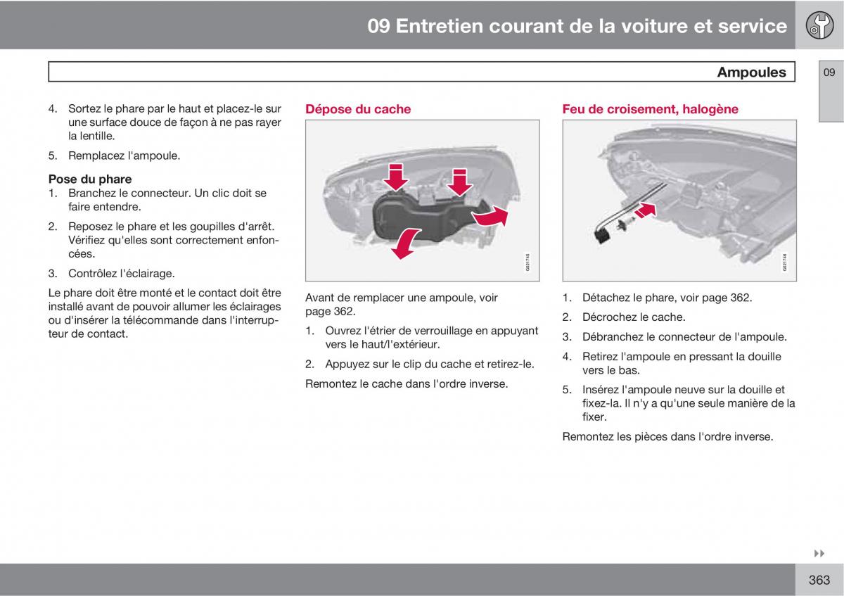 Volvo V70 III 3 manuel du proprietaire / page 365