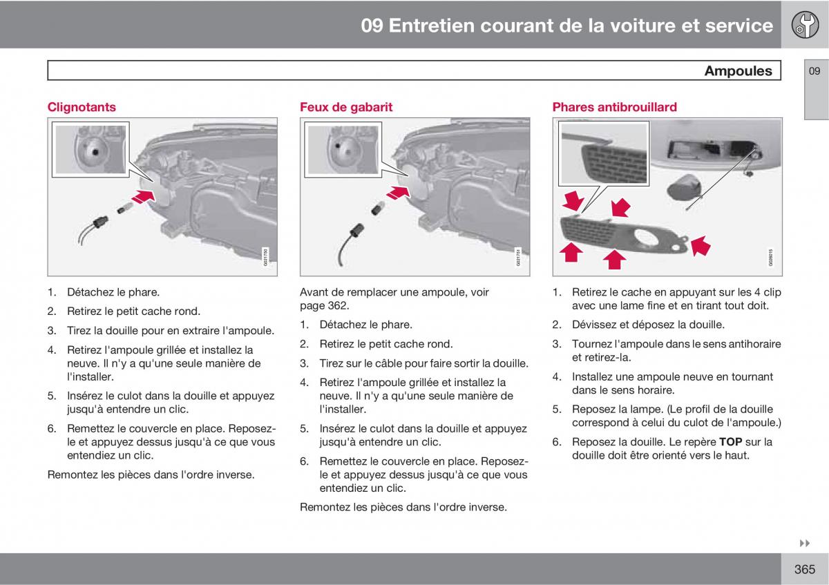 Volvo V70 III 3 manuel du proprietaire / page 367