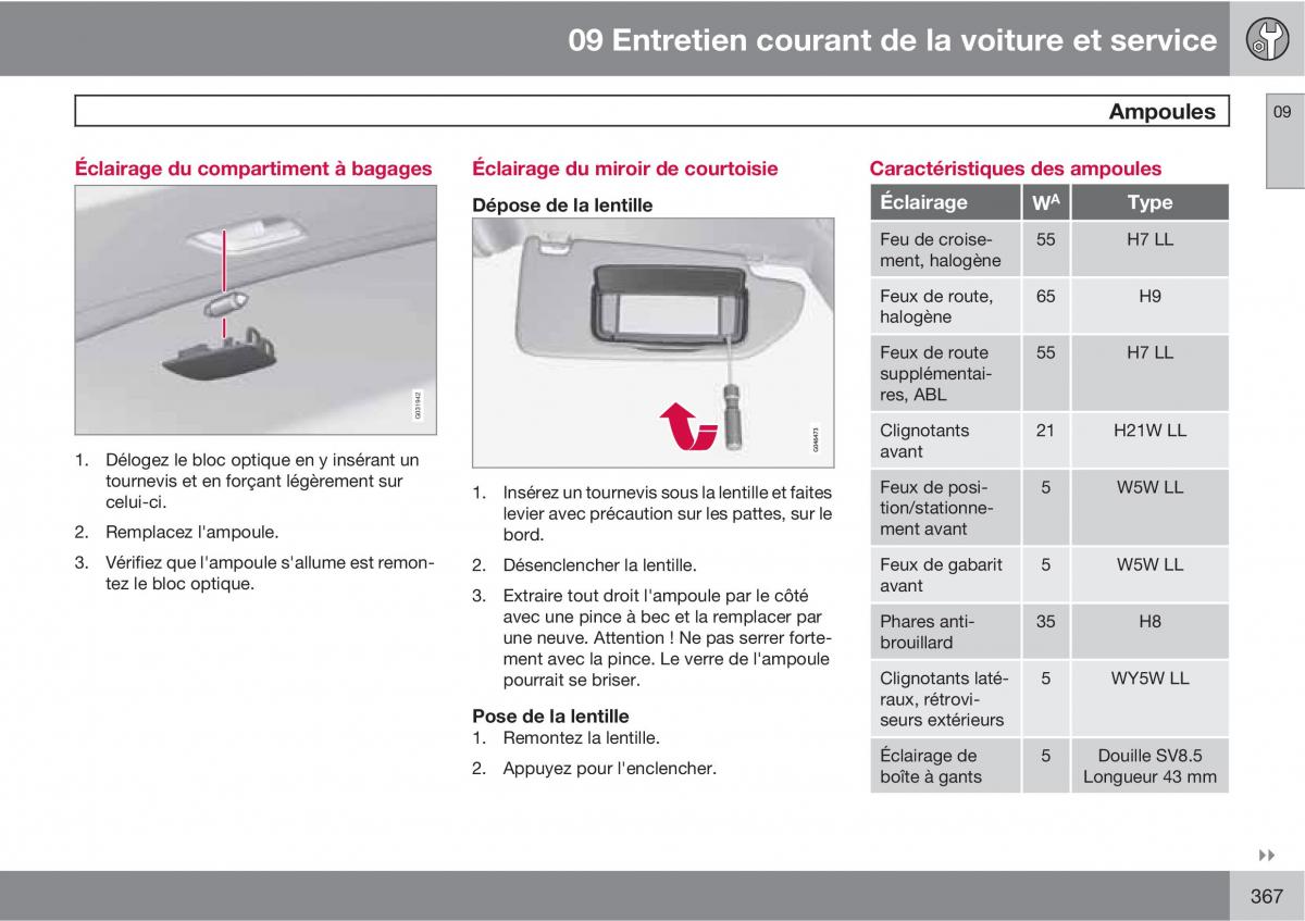 Volvo V70 III 3 manuel du proprietaire / page 369