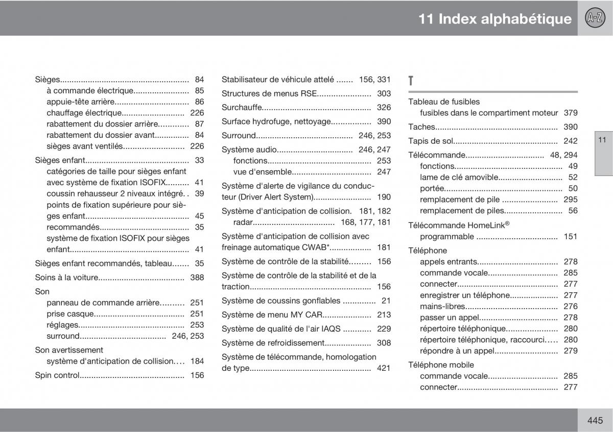 Volvo V70 III 3 manuel du proprietaire / page 447