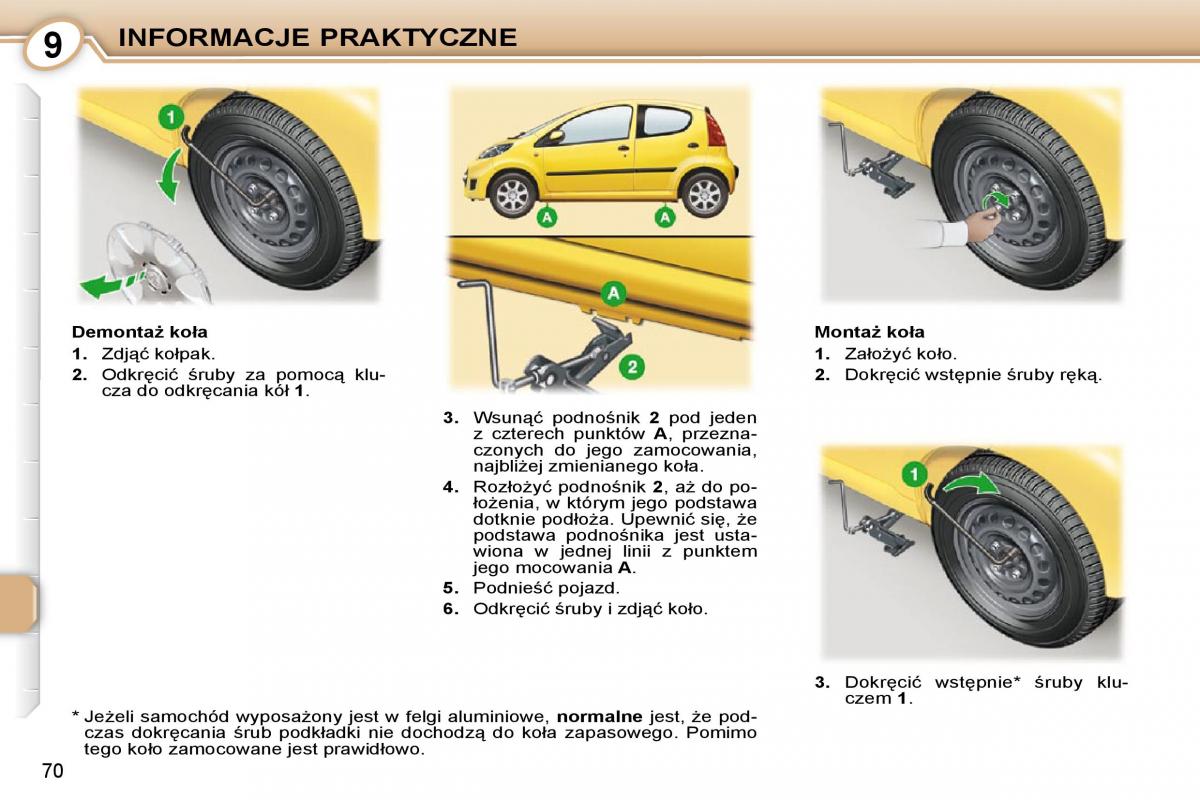 Peugeot 107 instrukcja obslugi / page 70