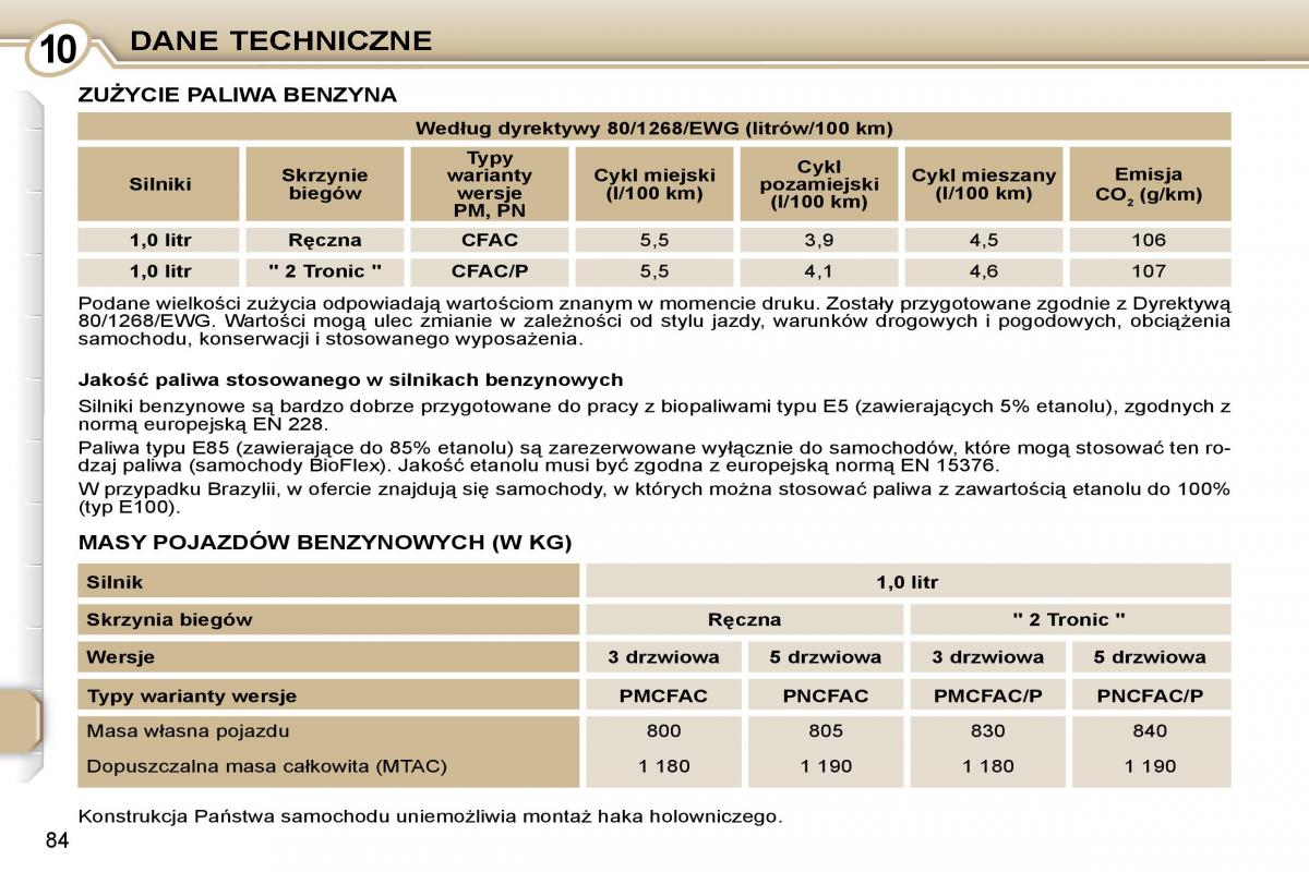 Peugeot 107 instrukcja obslugi / page 87