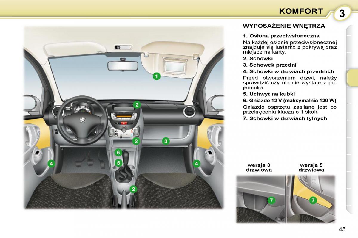 Peugeot 107 instrukcja obslugi / page 45