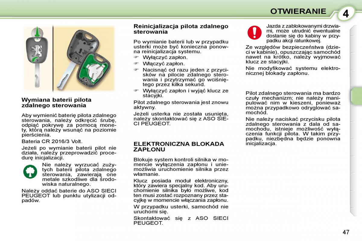 Peugeot 107 instrukcja obslugi / page 47