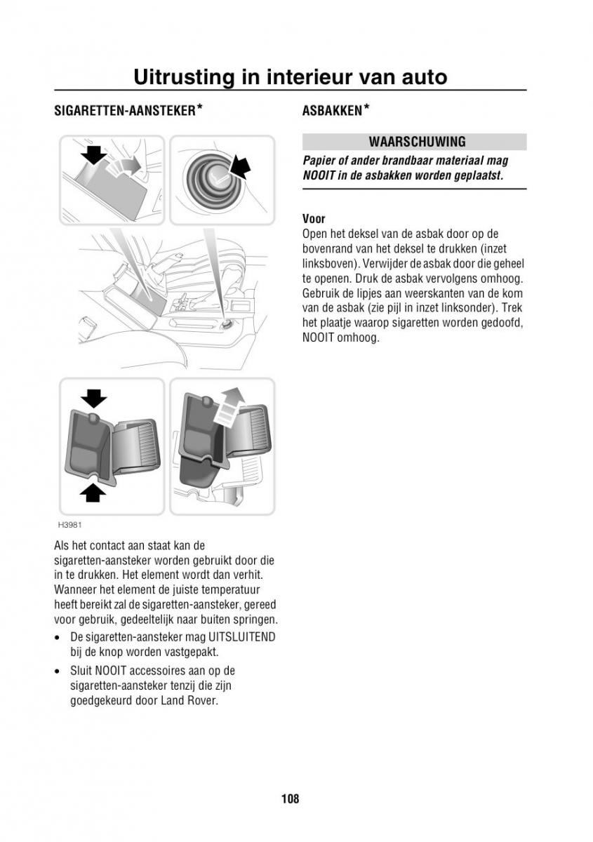 Land Rover Range Rover III 3 L322 handleiding / page 109