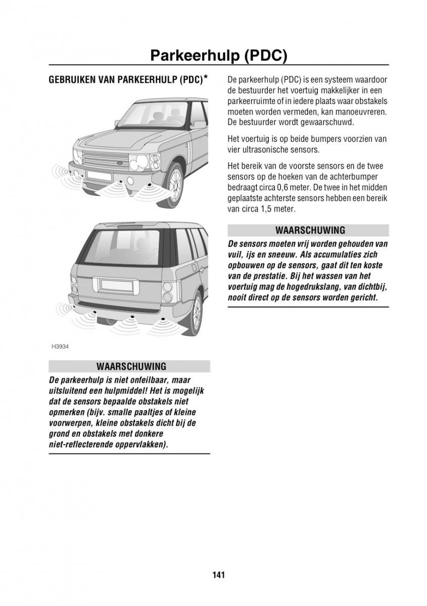 Land Rover Range Rover III 3 L322 handleiding / page 142