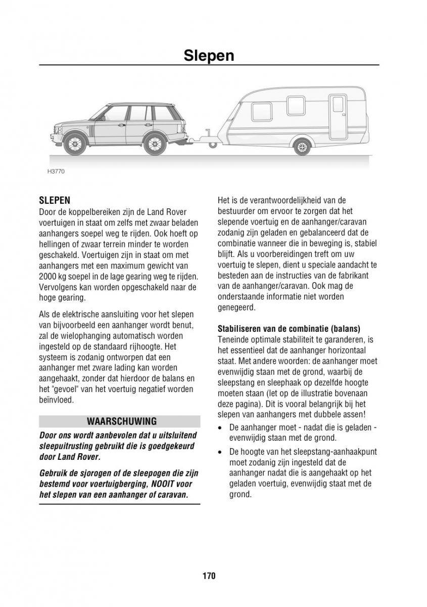 Land Rover Range Rover III 3 L322 handleiding / page 171