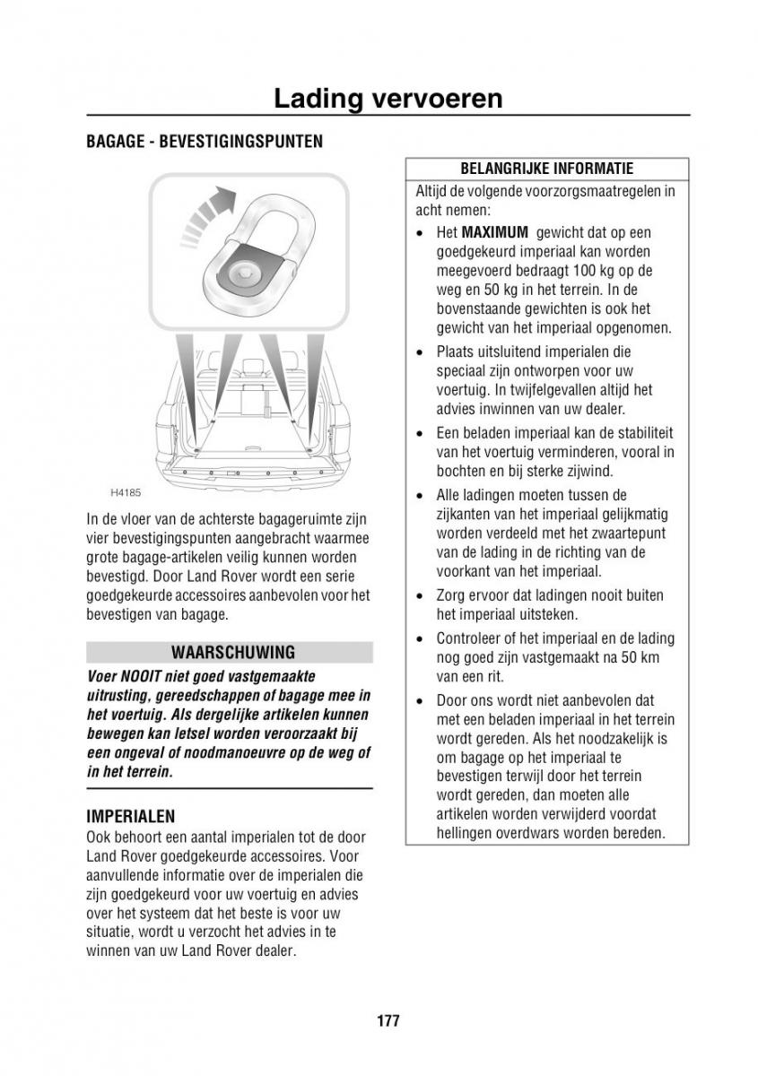 Land Rover Range Rover III 3 L322 handleiding / page 178