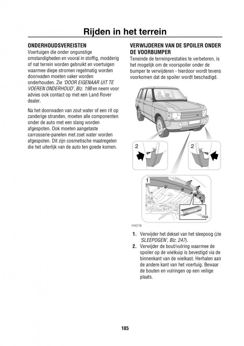 Land Rover Range Rover III 3 L322 handleiding / page 186