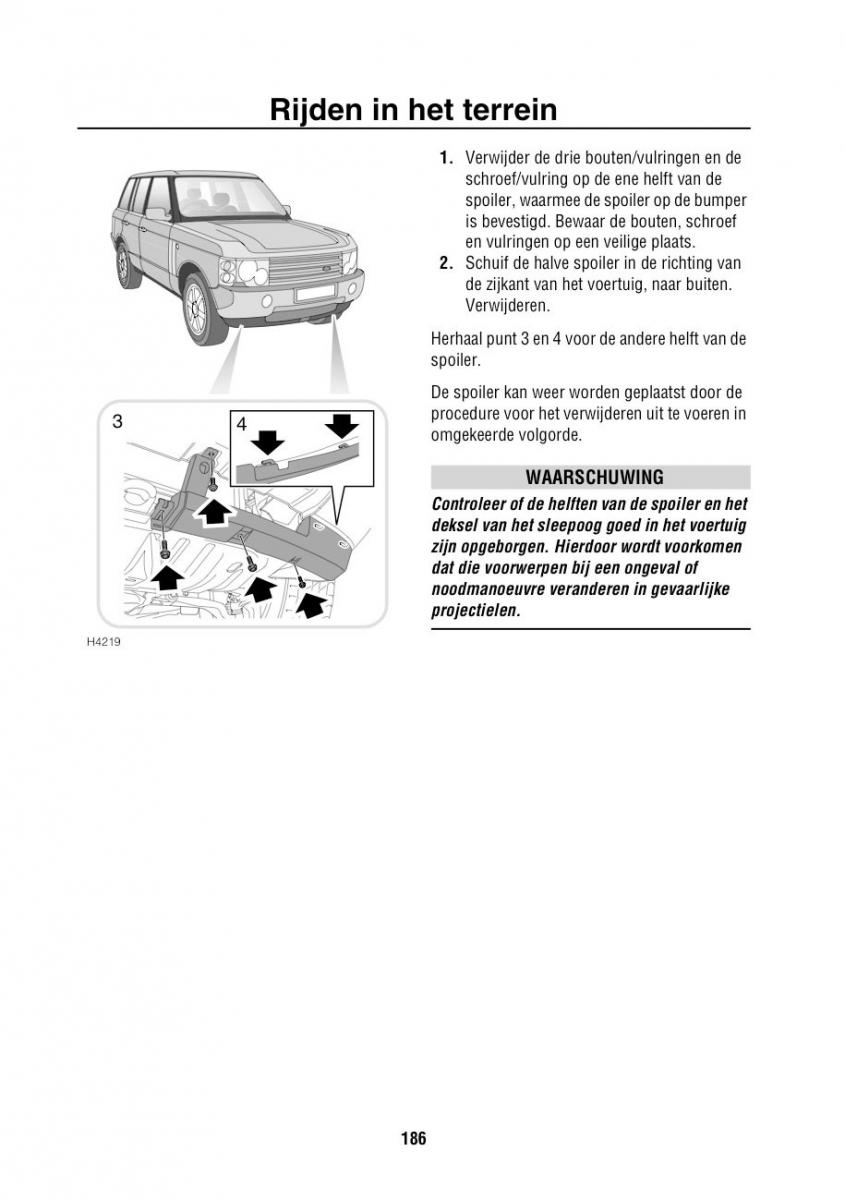 Land Rover Range Rover III 3 L322 handleiding / page 187