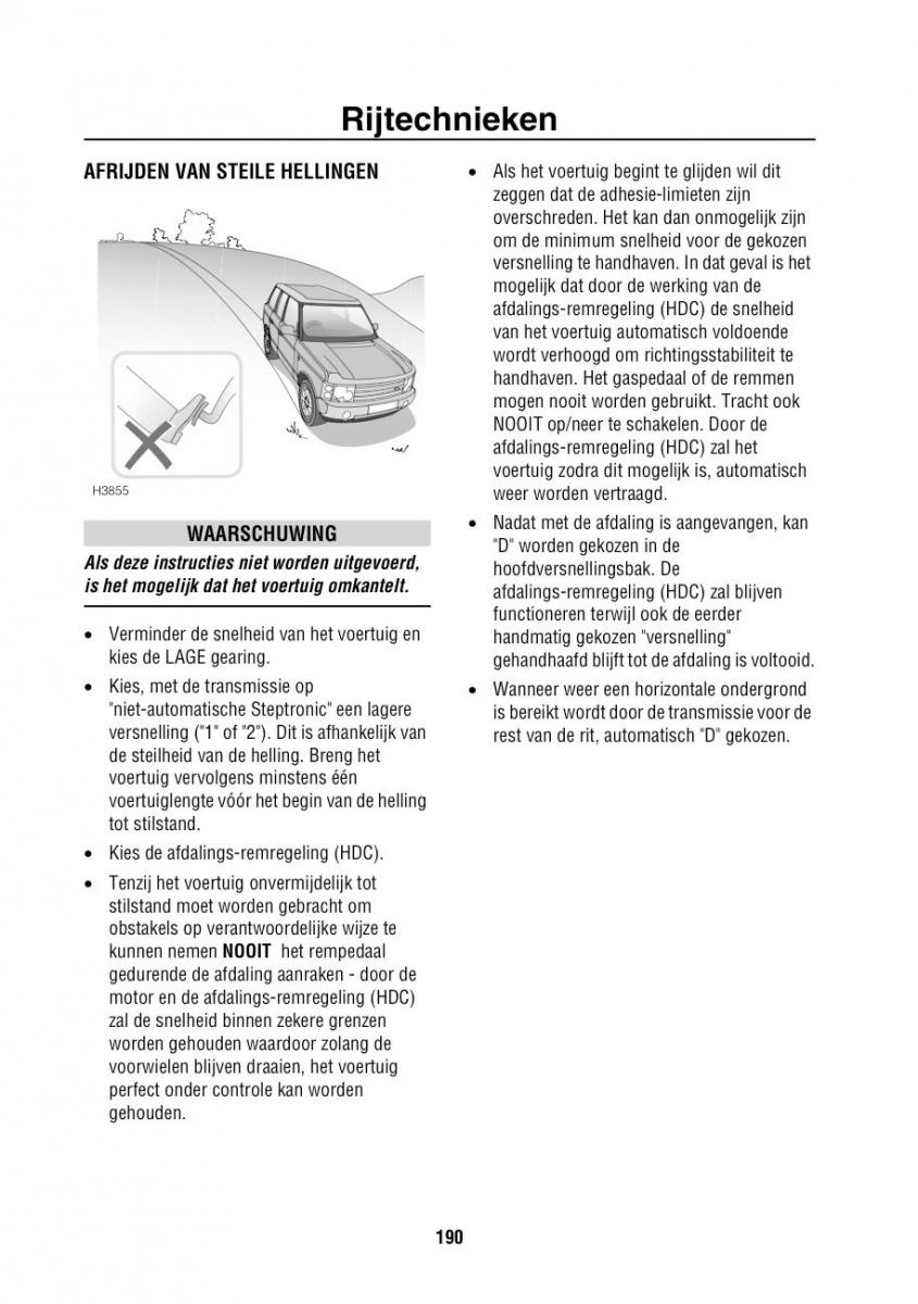 Land Rover Range Rover III 3 L322 handleiding / page 191