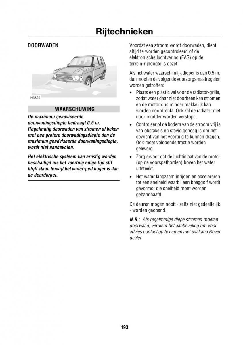 Land Rover Range Rover III 3 L322 handleiding / page 194