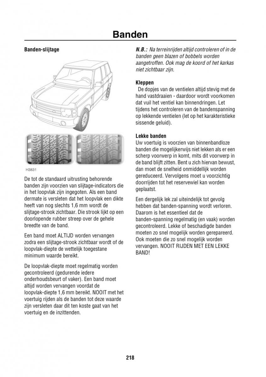 Land Rover Range Rover III 3 L322 handleiding / page 219