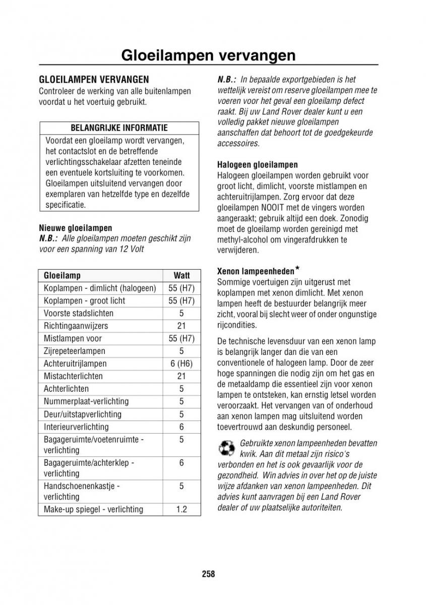 Land Rover Range Rover III 3 L322 handleiding / page 259