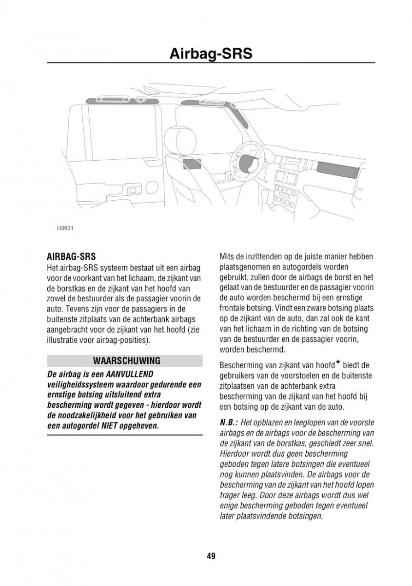 Land Rover Range Rover III 3 L322 handleiding / page 50