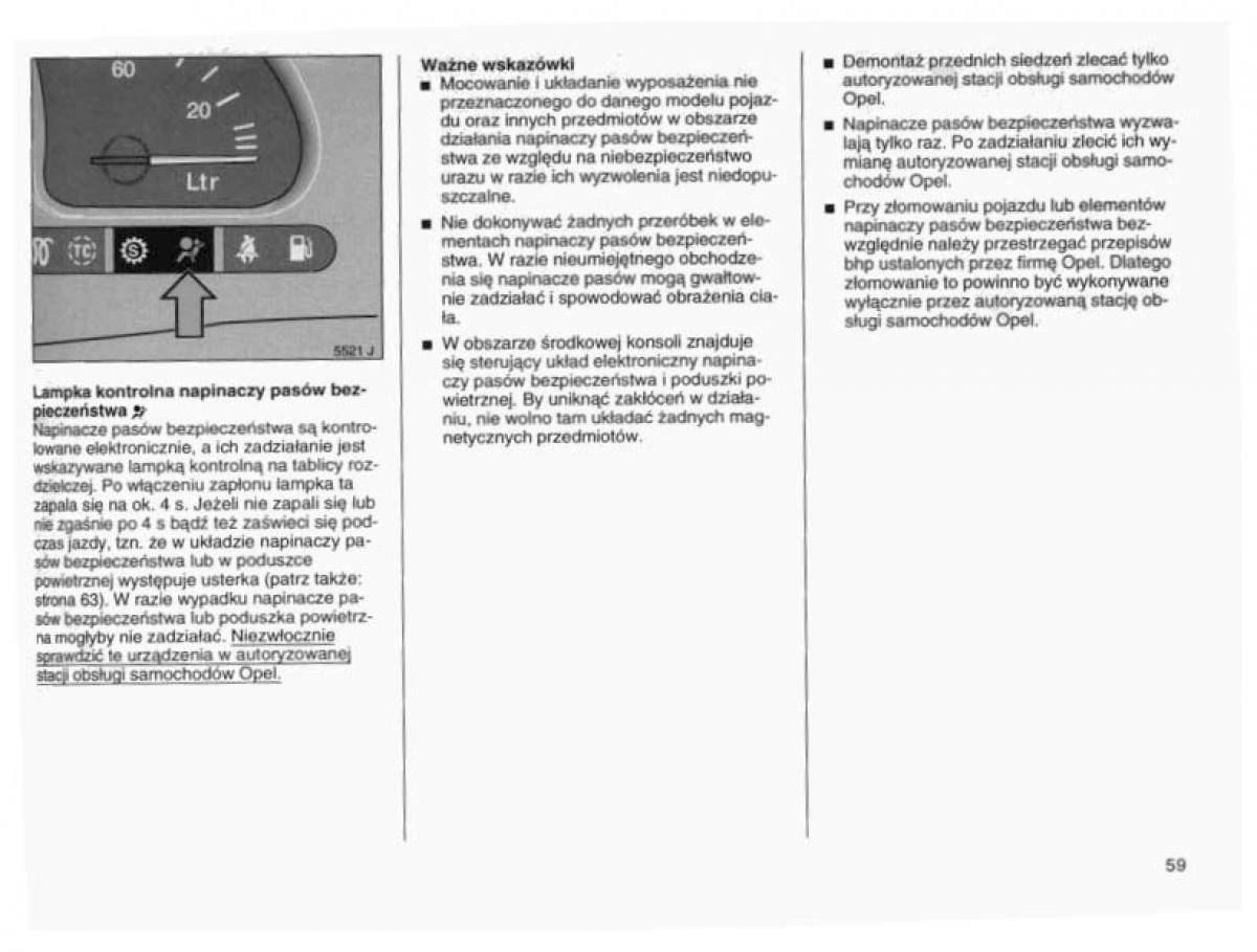 Opel Vectra B instrukcja obslugi / page 58