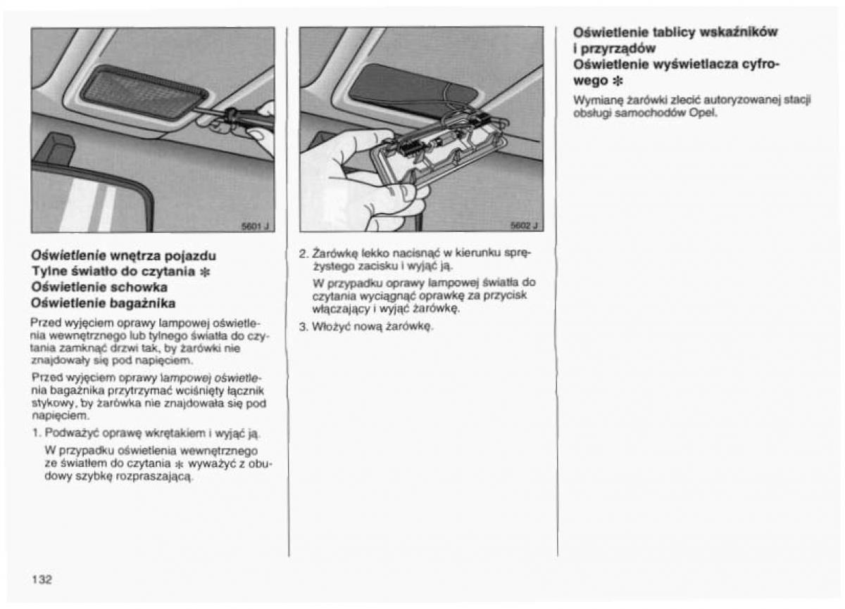 Opel Vectra B instrukcja obslugi / page 129