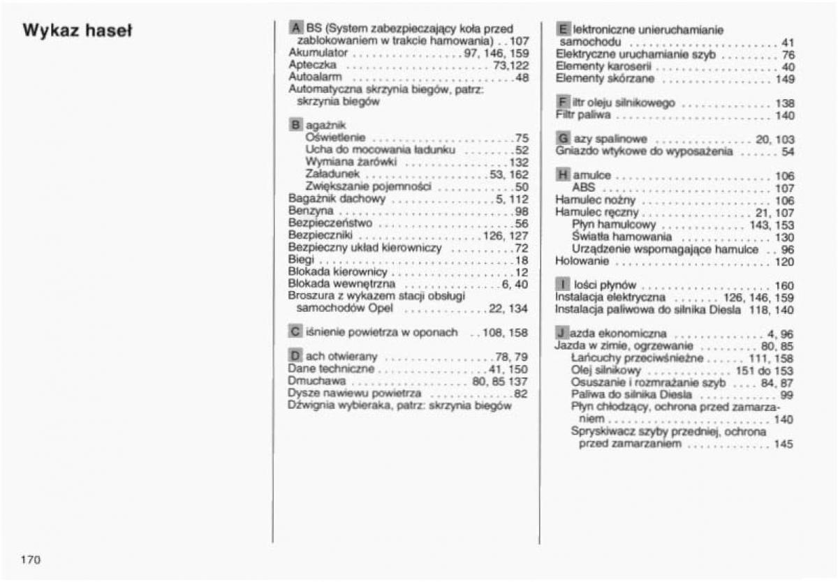 Opel Vectra B instrukcja obslugi / page 164