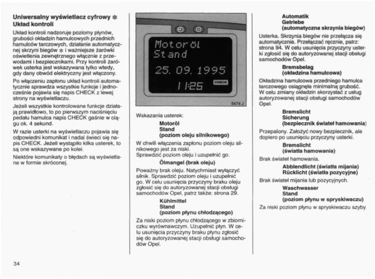 Opel Vectra B instrukcja obslugi / page 33