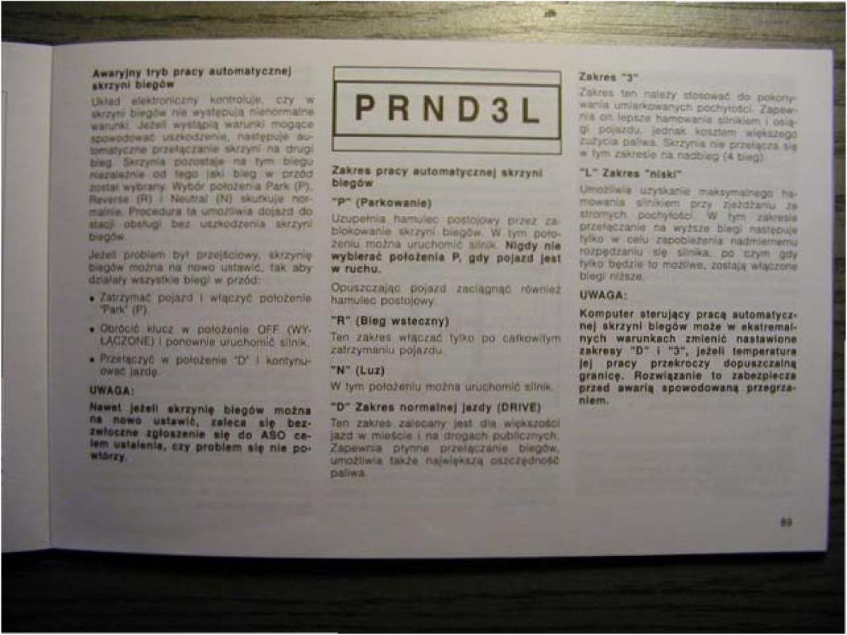 Chrysler Voyager Caravan III 3 instrukcja obslugi / page 89