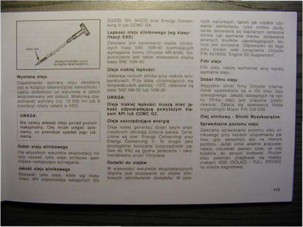 Chrysler Voyager Caravan III 3 instrukcja obslugi / page 112