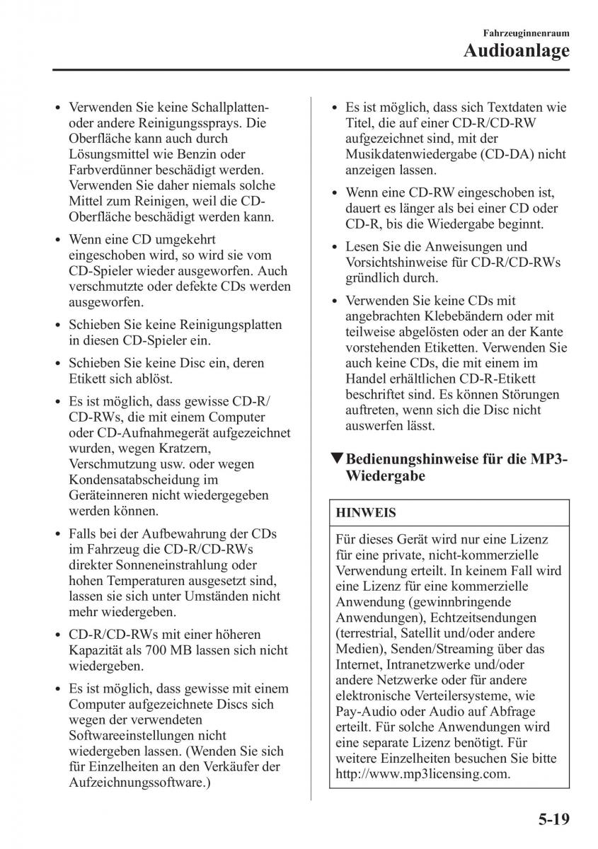 Mazda CX 5 Handbuch / page 353